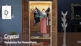  Presentation with cartoon animal - Theme consisting of cartoon animal - sloth in the home closet background and a tawny brown colored foreground