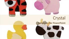 Presentation with animal cow - Cool new slide deck with cartoon animal - tiger pig cow and duck backdrop and a lemonade colored foreground