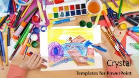  Presentation with artwork - Presentation design having cartoon animals - dog pilot flying a plane background and a coral colored foreground