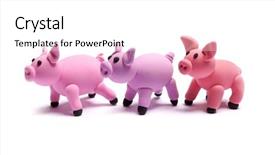  Presentation with pigs - Colorful PPT theme enhanced with cartoon animals - three piglets cute pink pigs backdrop and a white colored foreground