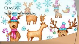  Presentation with cartoon animals - Audience pleasing slides consisting of cartoon animals - watercolor christmas illustation design elements backdrop and a cool aqua colored foreground