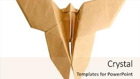 Presentation with butterfly - Cool new slide deck with cartoon animals christmas - origami butterfly isolated on white backdrop and a yellow colored foreground