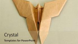  Presentation with butterfly transformation - Presentation theme with cartoon animals christmas - origami butterfly on grey background background and a coral colored foreground