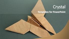  Presentation with butterfly transformation - PPT theme featuring cartoon animals christmas - origami butterfly on grey background background and a gray colored foreground