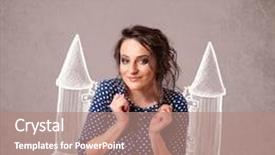  Presentation with jet - Slide set having cartoon astronaut - cute young girl with jet background and a coral colored foreground