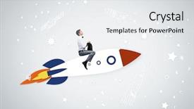  Presentation with rocket - Beautiful PPT theme featuring cartoon astronaut - young businessman an flying backdrop and a white colored foreground