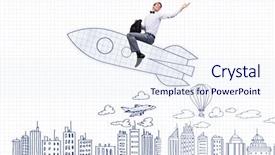  Presentation with sky and rock abstract - Amazing presentation having cartoon astronaut - young businessman flying in sky backdrop and a  colored foreground