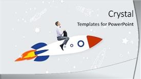  Presentation with sky - Beautiful presentation featuring cartoon astronaut - young businessman flying in sky backdrop and a  colored foreground