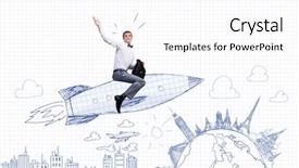  Presentation with sky and rock abstract - Slides having cartoon astronaut - young businessman flying in sky background and a  colored foreground