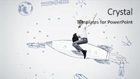  Presentation with sky and rock abstract - Colorful theme enhanced with cartoon astronaut - young businessman flying in sky backdrop and a white colored foreground