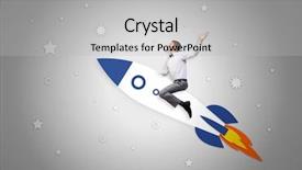  Presentation with sky and rock abstract - PPT theme consisting of cartoon astronaut - young businessman flying in sky background and a  colored foreground