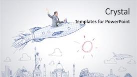  Presentation with sky and rock abstract - Colorful PPT theme enhanced with cartoon astronaut - young businessman flying in sky backdrop and a sky blue colored foreground