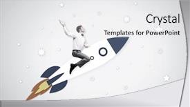  Presentation with sky - Beautiful PPT theme featuring cartoon astronaut - young businessman flying in sky backdrop and a  colored foreground