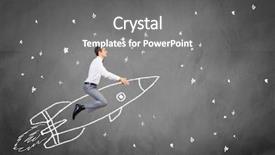  Presentation with rocket - Theme featuring cartoon astronaut - young businessman flying in sky background and a gray colored foreground