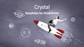  Presentation with sky - Beautiful PPT theme featuring cartoon astronaut - young businessman flying in sky backdrop and a  colored foreground