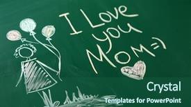  Presentation with cartoon children - PPT theme having cartoon baby girl - children drawings on school blackboard background and a ocean colored foreground