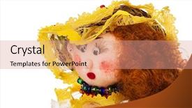  Presentation with doll - Slides featuring cartoon baby girl - handmade doll isolated on white background and a coral colored foreground