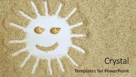  Presentation with sun cartoon - Slide set enhanced with cartoon beach - sandy sun - vacation concept background and a  colored foreground