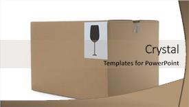  Presentation with warehouse cartoon - Cool new PPT theme with cartoon box isolated on white backdrop and a  colored foreground