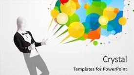  Presentation with colorful - Colorful theme enhanced with cartoon brand - strange funny guy in looking backdrop and a  colored foreground