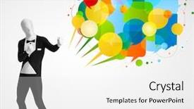  Presentation with funny cartoon - Slide deck enhanced with cartoon brand - strange funny guy in morphsuit background and a  colored foreground