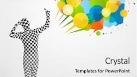  Presentation with funny cartoon - Presentation theme with cartoon brand - strange funny guy in morphsuit background and a white colored foreground