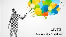  Presentation with bubbles feedback survey words speech - Presentation theme enhanced with keyboard with word data exchange background and a  colored foreground.