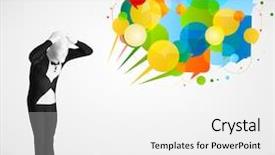  Presentation with bubbles feedback survey words speech - Presentation consisting of cartoon brand - strange funny guy in morphsuit background and a white colored foreground