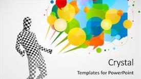  Presentation with funny - Slide set enhanced with cartoon brand - strange funny guy in morphsuit background and a white colored foreground