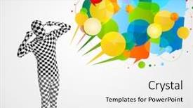  Presentation with funny - Cool new presentation theme with cartoon brand - strange funny guy in morphsuit backdrop and a white colored foreground