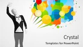 Presentation with funny - Presentation theme enhanced with cartoon brand - strange funny guy in morphsuit background and a  colored foreground