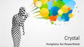  Presentation with funny - PPT layouts enhanced with cartoon brand - strange funny guy in morphsuit background and a white colored foreground