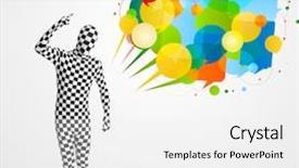  Presentation with bubbles feedback survey words speech - Colorful PPT theme enhanced with colorful building blocks on wooden background backdrop and a tawny brown colored foreground.