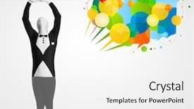  Presentation with funny cartoon - Slide deck featuring cartoon brand - strange funny guy in morphsuit background and a white colored foreground