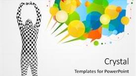  Presentation with funny - Cool new theme with cartoon brand - strange funny guy in morphsuit backdrop and a  colored foreground