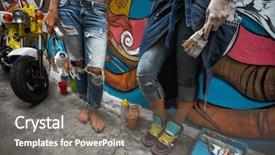  Presentation with body building - Cool new presentation with cartoon building - females body with brushes painting backdrop and a gray colored foreground