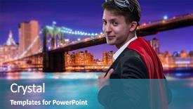  Presentation with super man - Presentation theme enhanced with cartoon building - man with red cover background and a teal colored foreground