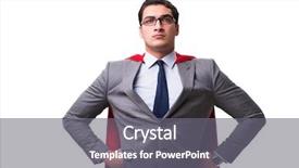  Presentation with super hero - Slides with cartoon building - super hero businessman isolated background and a gray colored foreground