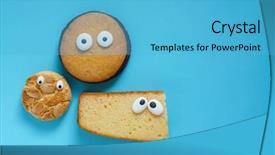  Presentation with funny cartoon - PPT layouts with cartoon cakes - funny cookies background and a teal colored foreground