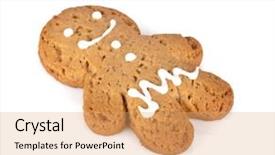  Presentation with gingerbread man - Amazing PPT layouts having cartoon cakes - gingerbread man cookie isolated backdrop and a coral colored foreground