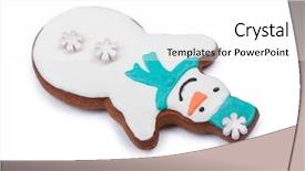  Presentation with brown sugar isolated on white - PPT theme consisting of cartoon cakes - gingerbread snowman isolated on white background and a  colored foreground