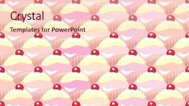  Presentation with cupcakes - Theme enhanced with cartoon cakes - repeating rows of cupcakes seamless background and a lemonade colored foreground