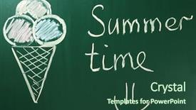  Presentation with cartoon children - Amazing PPT layouts having cartoon camping - children drawings on school blackboard backdrop and a ocean colored foreground