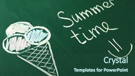  Presentation with cartoon children - Presentation featuring cartoon camping - children drawings on school blackboard background and a ocean colored foreground