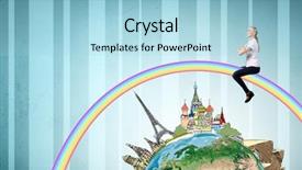  Presentation with pretty girl - Slides with cartoon camping - young pretty happy girl sitting background and a light blue colored foreground