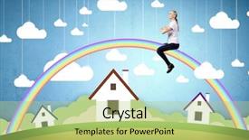  Presentation with group of three young girl - Colorful PPT layouts enhanced with cartoon camping - young pretty happy girl sitting backdrop and a yellow colored foreground