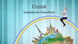  Presentation with pretty girl - Colorful PPT theme enhanced with cartoon camping - young pretty happy girl sitting backdrop and a light blue colored foreground