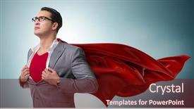  Presentation with modern medicine cardiology concept mixed - Audience pleasing slides consisting of cartoon characters - businessman in superhero concept backdrop and a tawny brown colored foreground