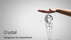  Presentation with cartoon - Slides featuring cartoon characters - close up of human hand background and a light gray colored foreground