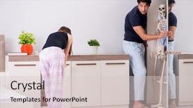  Presentation with closet - PPT layouts with cartoon characters - concept of skeleton background and a lemonade colored foreground